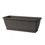 Balkongplanteringslåda OPHIRA av återvunnen plast, vattenbehållare, underlägg, antracit, 49,5x19,5x17,5cm