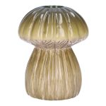 Svampformad blomvas REFELINDE, keramik, räfflad, grön-beige, 12cm, Ø9,5cm