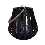 Rottinglykta ALVARU med ljusglas, handtag, svart, 22cm, Ø21cm