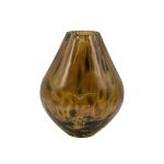 Blomvas RUSSELL, glas, rund, leopardmönster, brun-klar, 22cm, Ø17cm