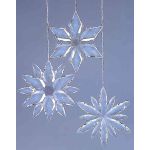 Akryl-snöflinga-hängare WOLFGANG, 3 stycken, transparent, Ø11-12cm