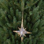 Juldekoration stjärna MABOU, hänge, glitter, guld, 10cm, Ø10cm