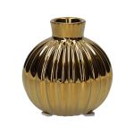 Keramikflaska OLLIVERA med räfflor, guldmetallic, 8,2cm, Ø8cm