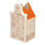Dekorativ blomvas i form av ett hus HOMEN med motiv, keramik, beige-orange, 11,5x10,2x22cm