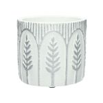 Betongblomkruka SAPERO med ax, vit-silver, 10cm, Ø11cm