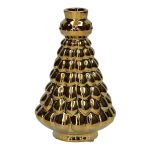 Dekorflaska med granmotiv BRIXON, prickmönster, keramik, guldmetallic, 15,5cm, Ø9,8cm