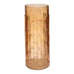 Blomvas i glas YAINAL med mönster, orange-klar, 30cm, Ø12cm