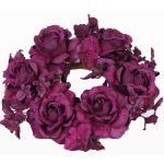 Textil ljuskrans INGA, ros, hortensia, violett, Ø15cm