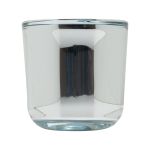 Värmeljushållare NICK av glas, glänsande silver, 7,5cm, Ø7,5cm