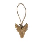 Dekorativ upphängning LINDAL i trä, hjortform, upphängningsrep, natur, 7,5x5,5cm