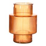 Dekorationsvas MADDILYN, glas, räfflad, orange, 20cm, Ø15cm