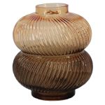 Dekorativ glasvas KORNELIA med räfflor, bärnstensbrun-klar, 16,3cm, Ø14,7cm