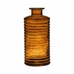 Glasvas STUART med räfflor, flaska, orange-brun-klar, 31cm, Ø14,5cm