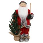 Sankt Nikolaus-figur HENNING, julgran, träpinne, röd-grå, 24x14x45cm
