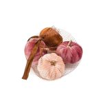 Sammet, prydnadspumpa SIGGY, 4 st, lila-brun-krämfärgad, 6,5cm, Ø7,5cm