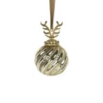 Julgranskula NUMI i glas, horn, guld, Ø8cm
