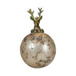 Julgranskula NUMI i glas, hjort, antikguld, Ø10cm