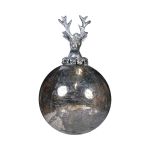 Julgranskula NUMI i glas, hjort, antiksilver, Ø10cm