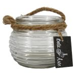 Glasljusstake PERBA med räfflor, handtag, klar, 9cm, Ø11,5cm