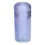 Glasvas ALBURGIS med räfflor, lila-klar, 25cm, Ø10cm