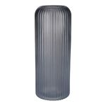Glasvas ALBURGIS med räfflor, grå metallic, 25cm, Ø10cm