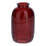 Flaska SILVINA i glas, räfflad, vinröd-klar, 12cm, Ø7cm