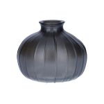 Blomvas ALFHARD, glas med räfflor, gråmetallic, 8,5cm, Ø10,5cm