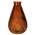 Glasflaska NELLOMIO med bladstruktur, brun-klar, 23cm, Ø14cm