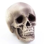 Halloween-dödskalle MATTY, beige-grå, LED-lampor, 21x15x16cm