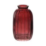 Dekorationsflaska SILVINA i glas, räfflad, rödbrun-klar, 11,8cm, Ø7cm