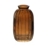 Flaska SILVINA i glas, räfflad, orange-brun-klar, 12cm, Ø7cm