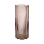 Modern glasvas SORCHA med räfflor, blekrosa-klar, 30cm, Ø12,5cm