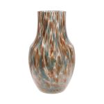Rund glasvas RUSSELL, leopardmönster, guld-brun-blå-klar, 26cm, Ø18cm