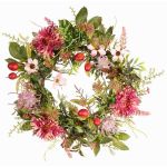 Konstgjord höstkrans SABINE, gerbera, cerise, Ø30cm