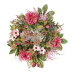 Konstgjord höstkrans SABINE, gerbera, cerise, Ø30cm