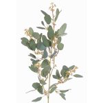 Konstgjord eukalyptusgren COBAR med blommor, crossdoor, grön, 65cm, Ø1,5cm