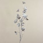 Konstgjord ginkgogren ARWID med glitter, silver, 105cm