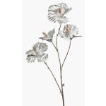 Konstgjord hibiskus KEALANI, metallic-silver-guld, 80cm