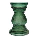 Glasblomvas ELEONORE med räfflor, återvunnen, grön-klar, 20cm, Ø12,5cm