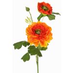 Konstgjord ranunkelgren SAGARA, orange-grön, 45cm, Ø5-9cm