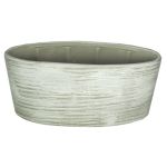 Oval keramikskål för orkidéer ADELPHOS, räfflad, vit-ljusgrå, 33x15x15cm