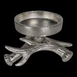 Ljusstake i form av hjorthorn LIBUSCHA i aluminium, silver, 8cm, Ø14cm