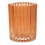 Te-ljushållare ELISABELLE i glas, med räfflor, persika, 10cm, Ø7,8cm