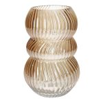 Blomvas ORLUNE i glas, med räfflor, bärnstensfärgad med iriserande effekt, 24cm, Ø15,7cm
