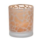 Votivglas SENGA, giraffmönster, mattguld, 10cm, Ø9cm