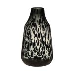 Blomvas RUSSELL, glas, leopardmönster, svart-beige-klart, 30cm, Ø17,5cm