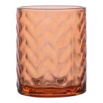 Teeljusglasljusstake FREDERIEKE med räfflor, orange-klar, 10cm, Ø8,5cm