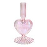Glasljusstake ELIZZA i hjärtform, med fot, iriserande-ljusrosa, 8,5x8,5x16,5cm