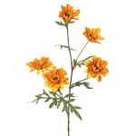 Dekorativ gren med krysantemum PRUDENCE, Eco Collection, gul-orange, 75cm, Ø5-6,5cm