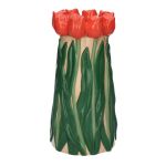 Blomvas LIMEA av dolomit, 3D-tulpaner, beige-röd-grön, 24,5cm, Ø12,5cm
